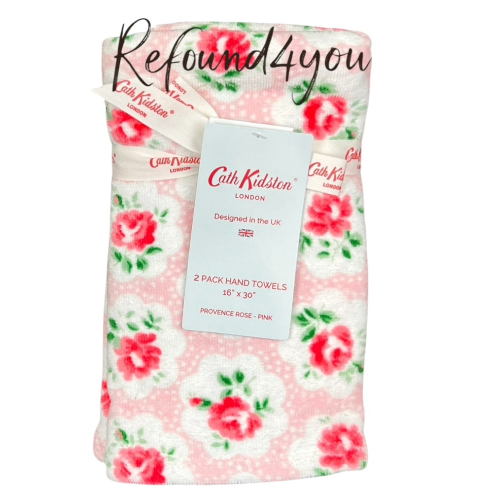 Cath Kidston - ‘Roses & Polkadots’ Hand Towels (2). NWT. Firm!